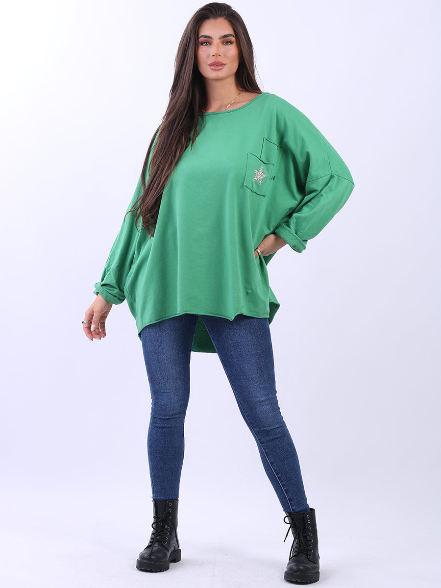 Lagenlook Cotton Tunic Top Green
