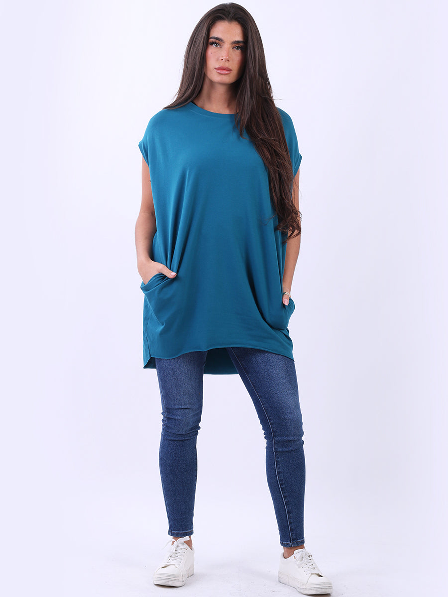 Women Plain High Low Cotton Midi Dress