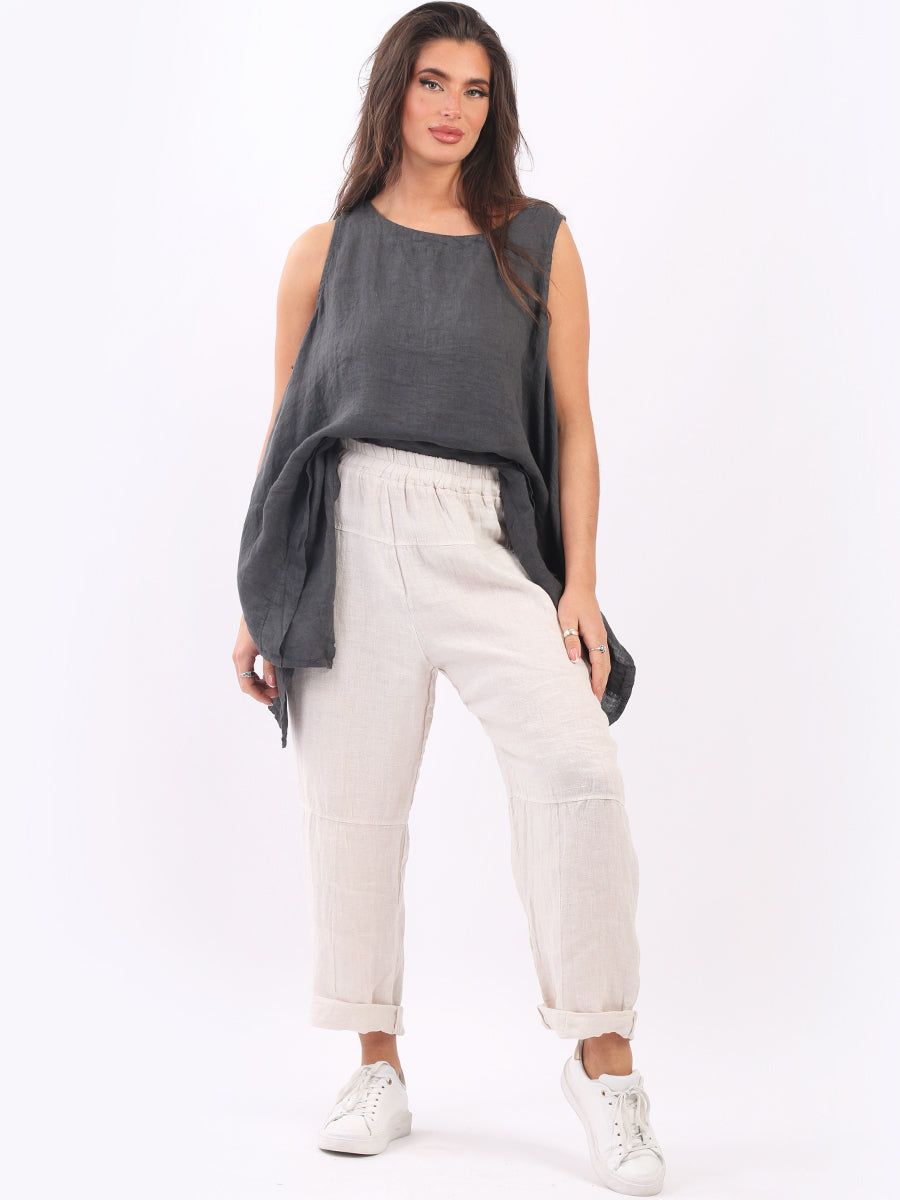 Plain Linen Trouser Beige