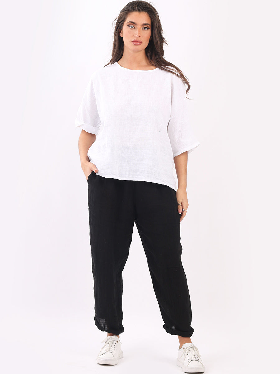 Plain Linen Trouser Black