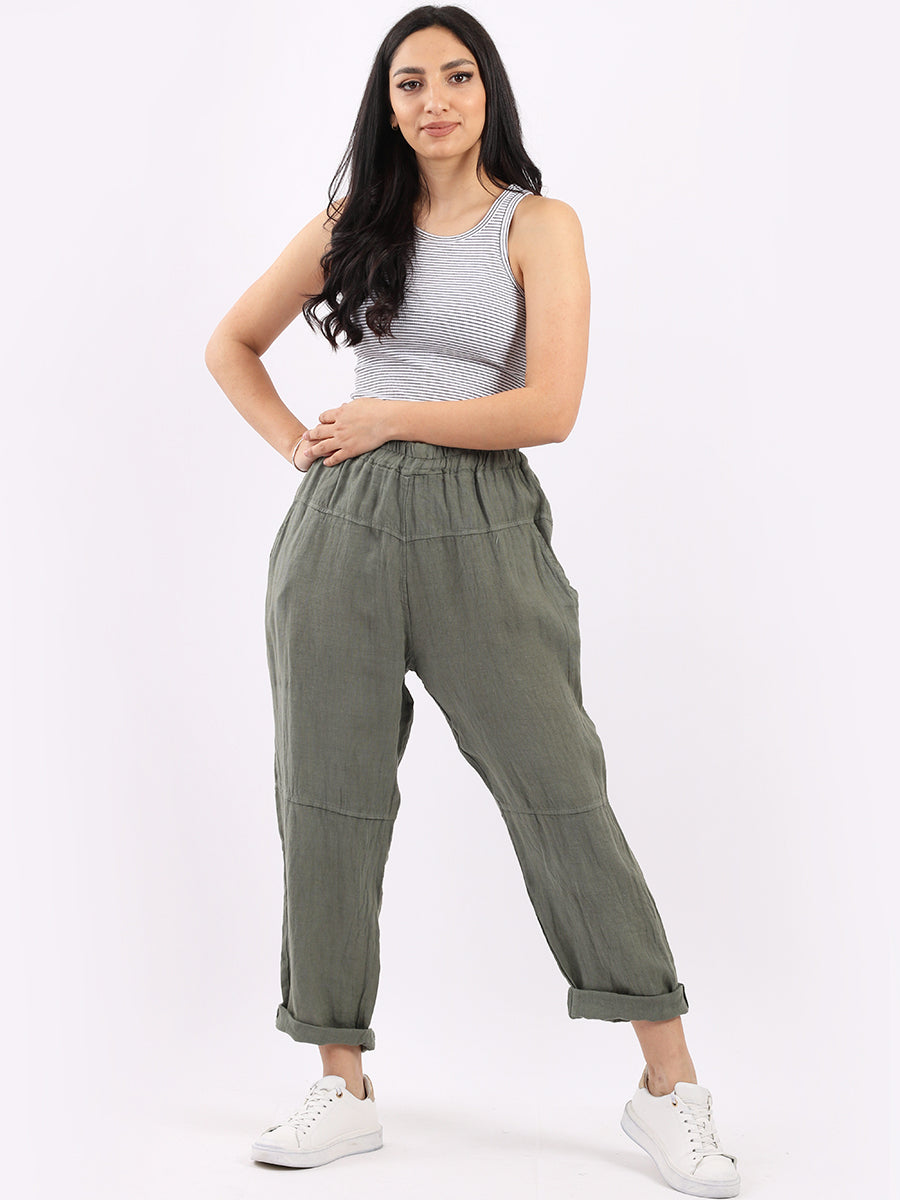 Plain Linen Trouser Khaki