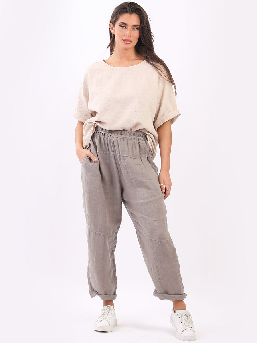 Plain Linen Trouser Mocha