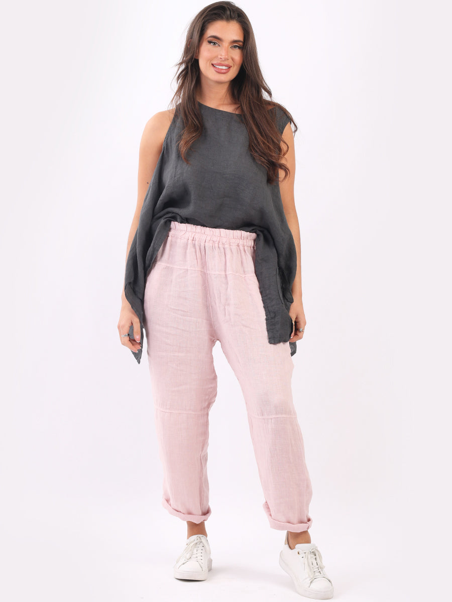 Plain Linen Trouser Pink