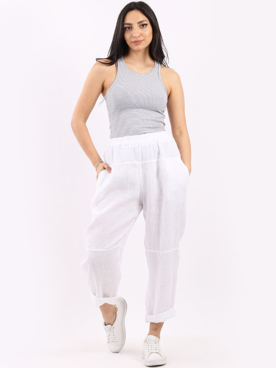 Plain Linen Trouser White