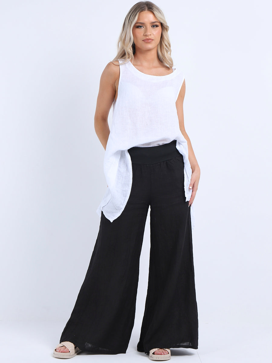 Casual Linen Wide Leg Women Palazzo