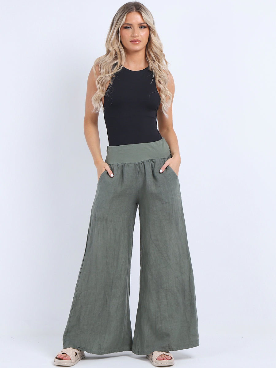 Casual Linen Wide Leg Women Palazzo