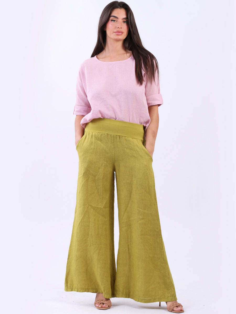 Casual Linen Wide Leg Women Palazzo