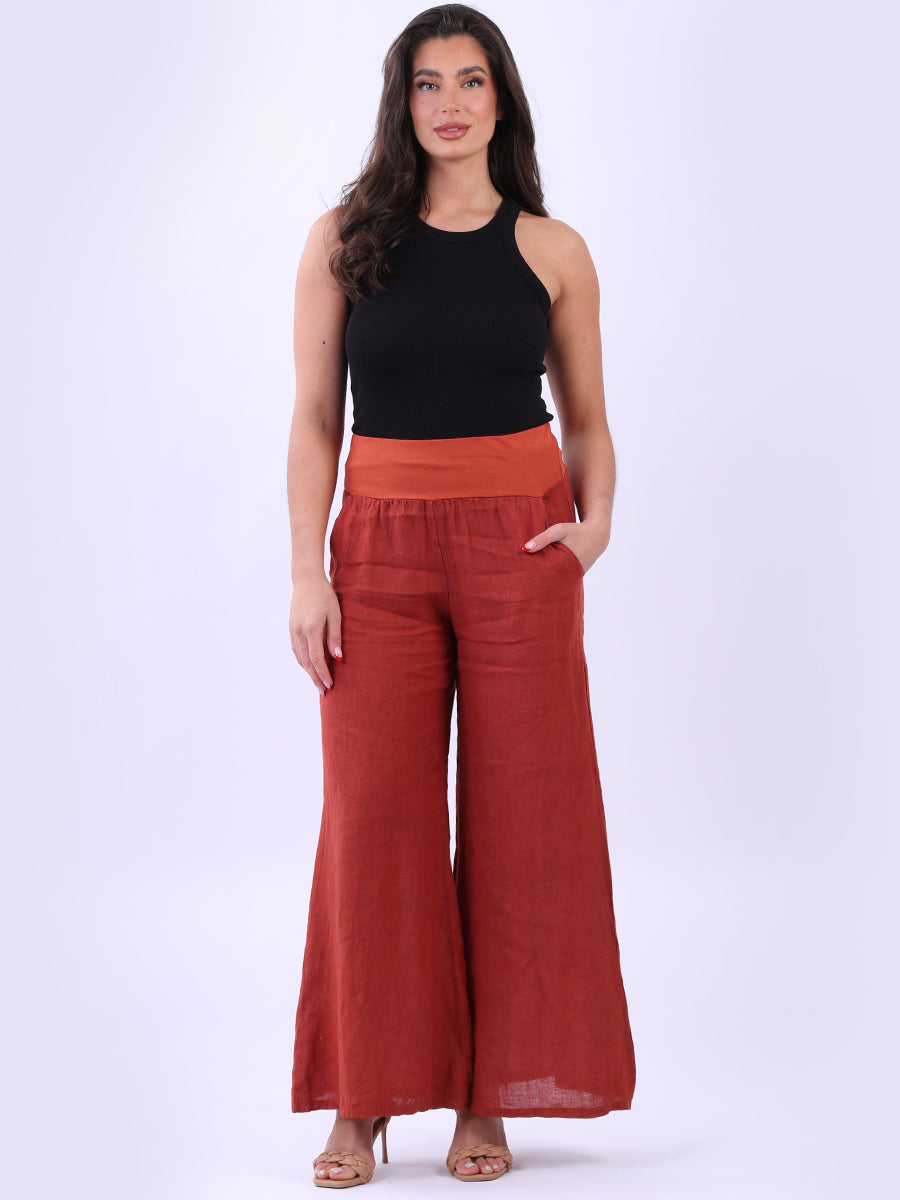 Casual Linen Wide Leg Women Palazzo