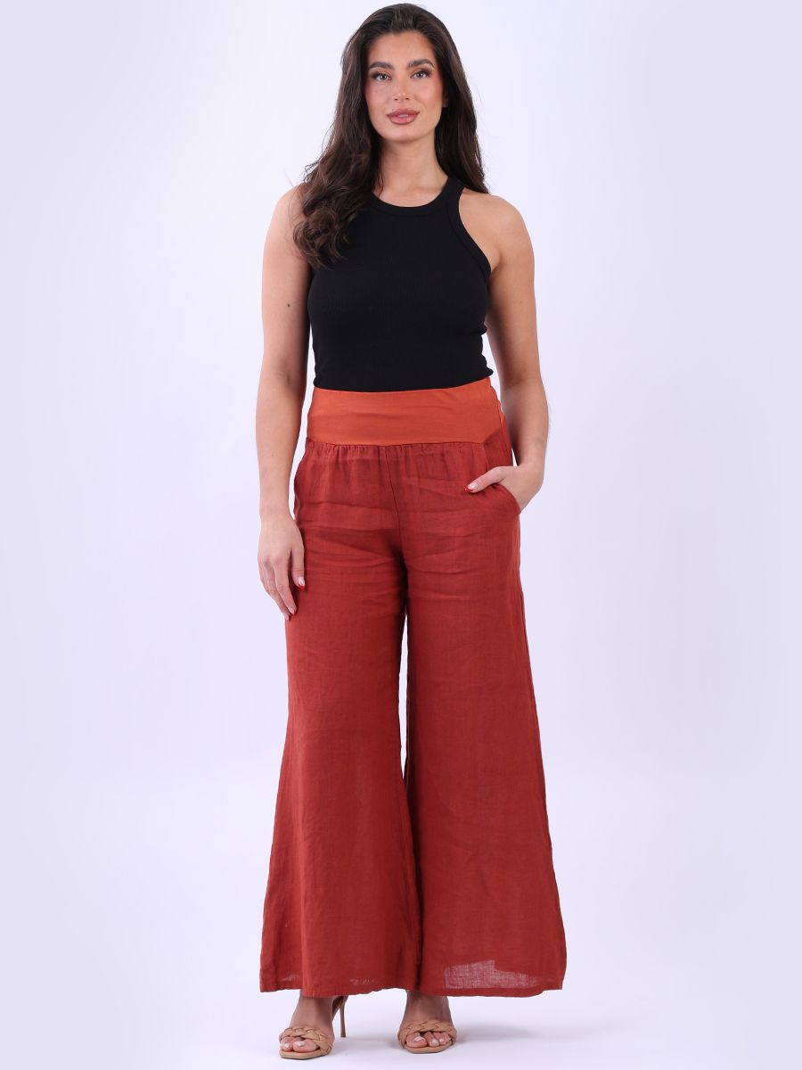 Casual Linen Wide Leg Women Palazzo