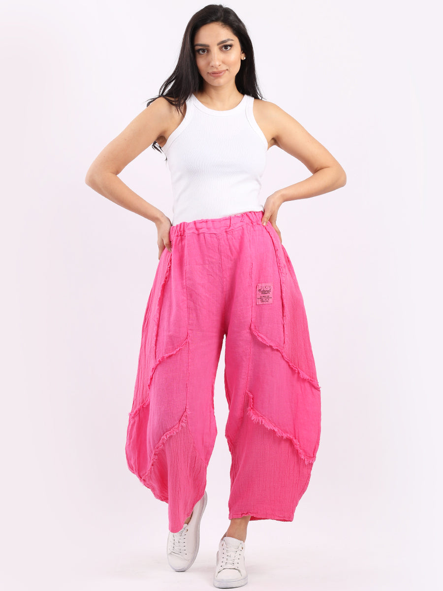 Ladies Plain Linen Mesh Net Slouchy Trouser