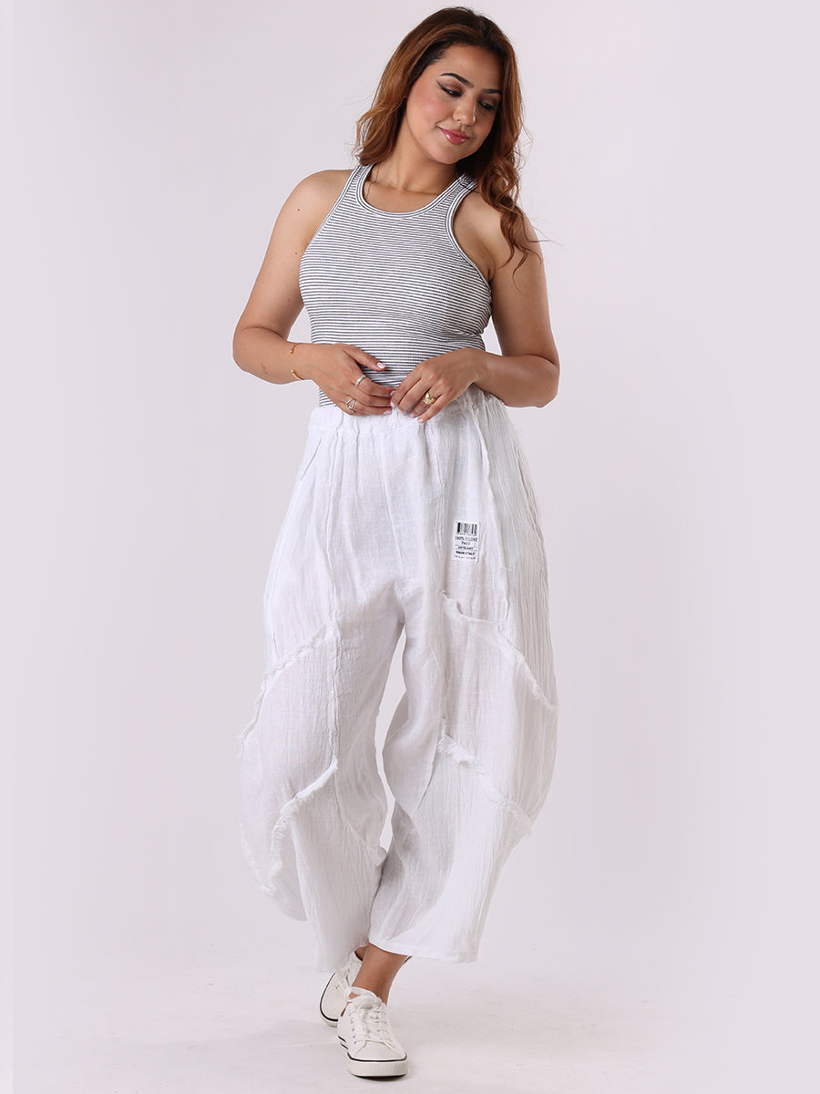 Ladies Plain Linen Mesh Net Slouchy Trouser