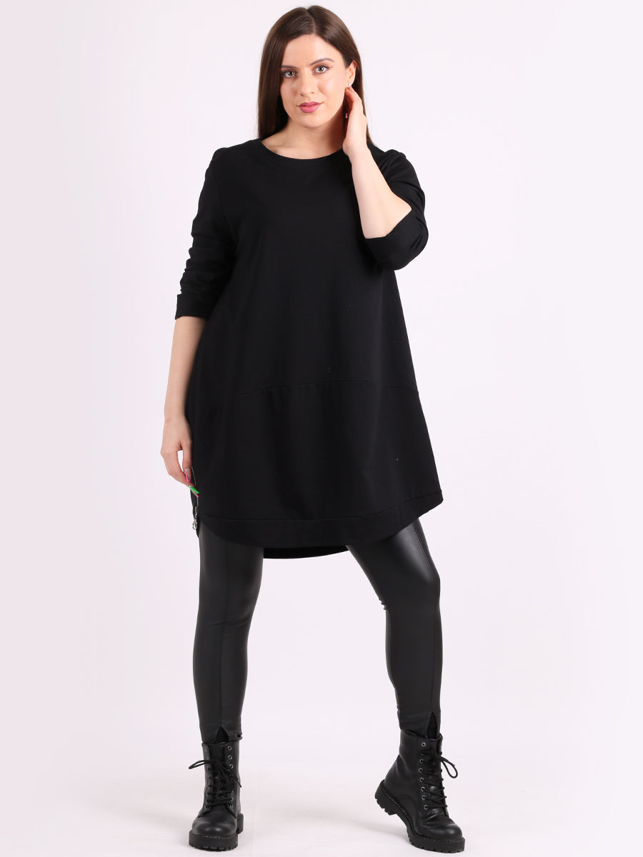 Solid Cotton Baggy Top Black