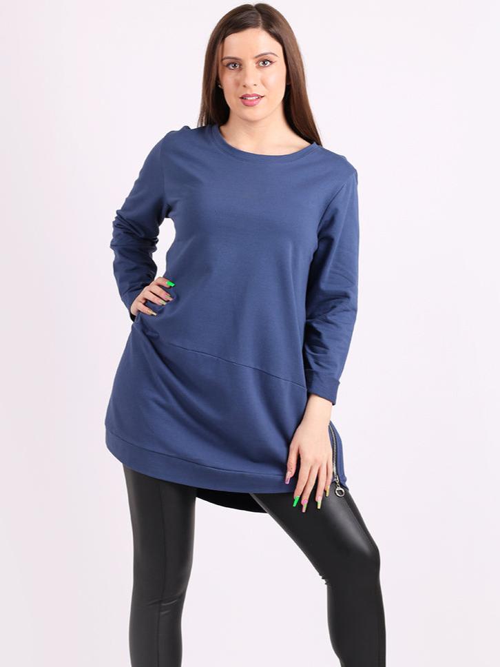 Solid Cotton Baggy Top Denim