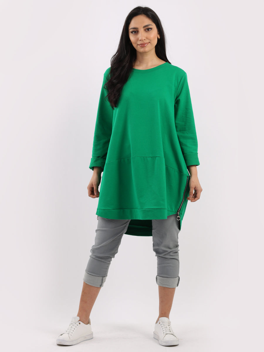 Solid Cotton Baggy Top Green