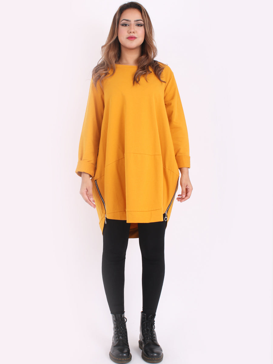 Solid Cotton Baggy Top Mustard
