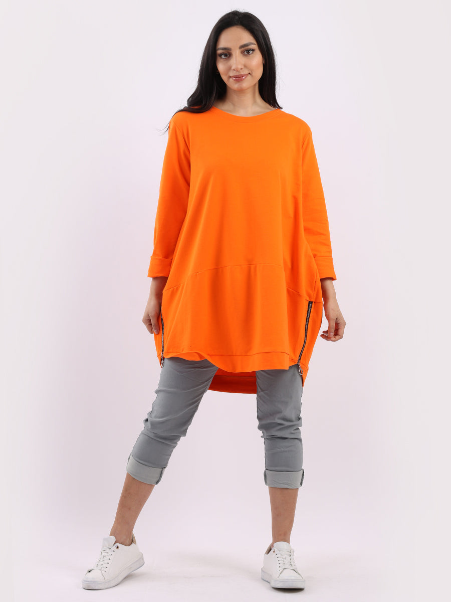 Solid Cotton Baggy Top Orange