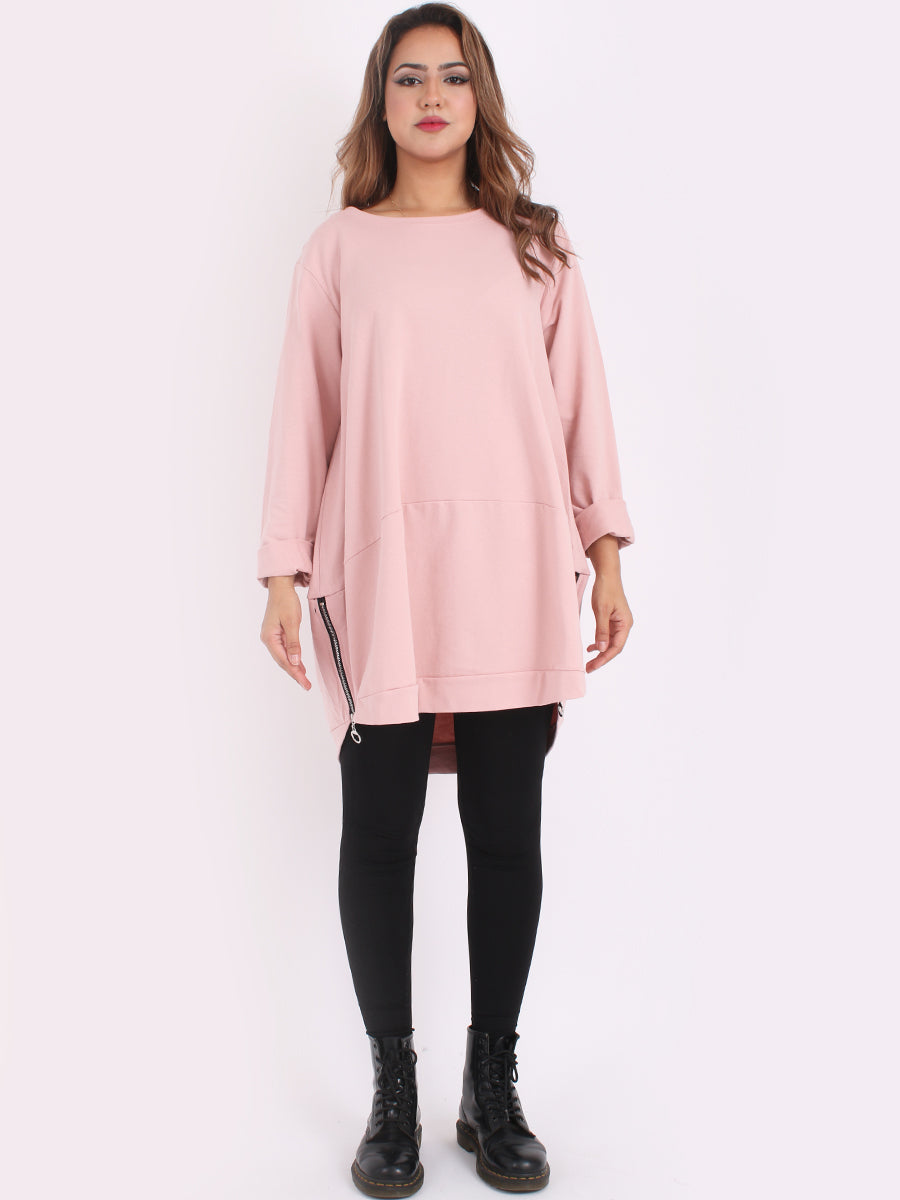 Solid Cotton Baggy Top Pink