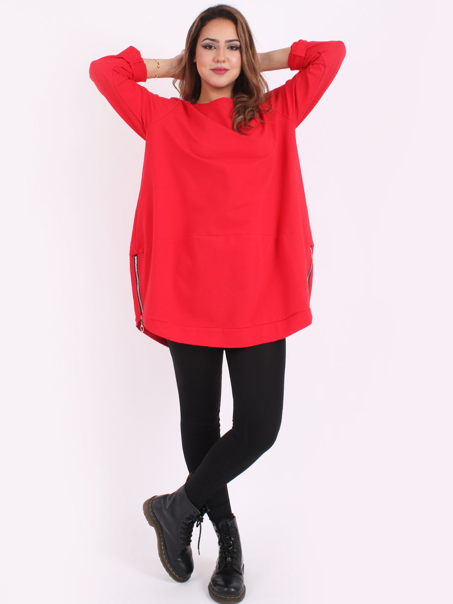 Solid Cotton Baggy Top Red