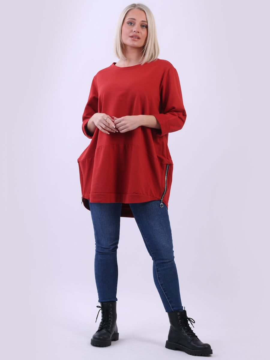 Solid Cotton Baggy Top Rust