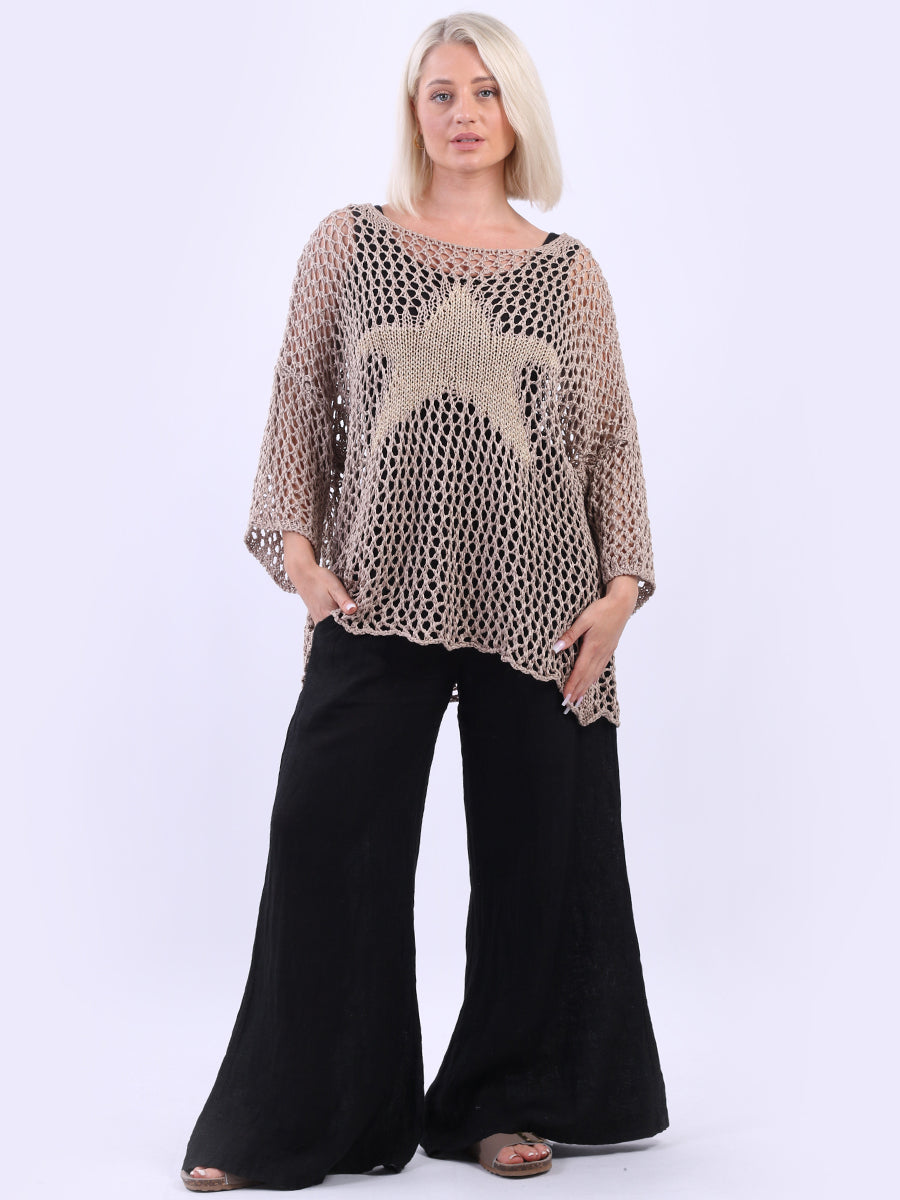 Trendy Knitted Star Crochet Batwing Cotton Cover Up