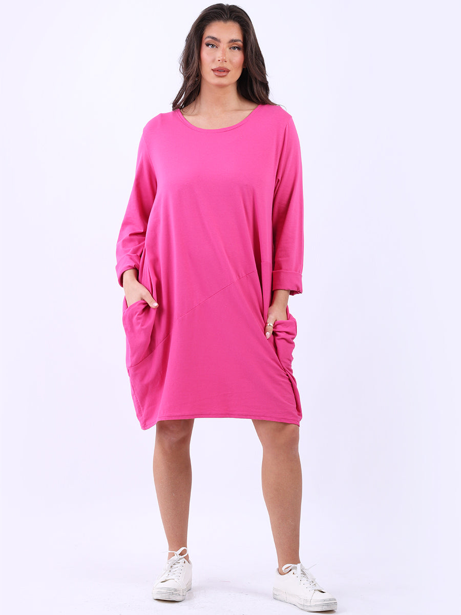 Plain Side Pockets Ladies Cotton Dress
