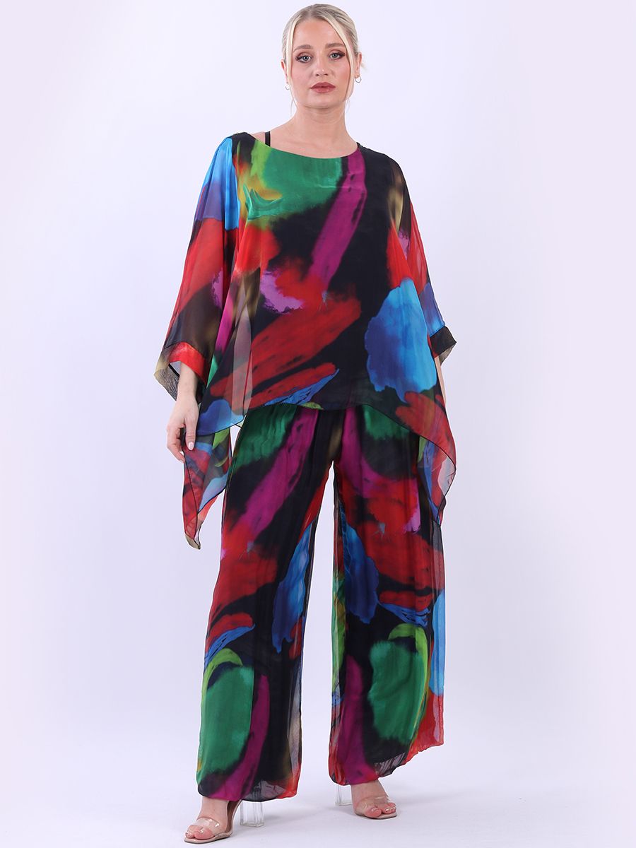 Tie Dye Batwing Silk Tunic Top