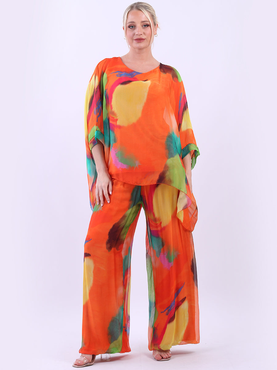 Tie Dye Batwing Silk Tunic Top