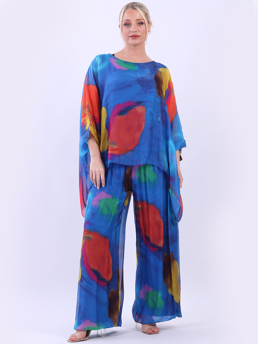 Tie Dye Batwing Silk Tunic Top