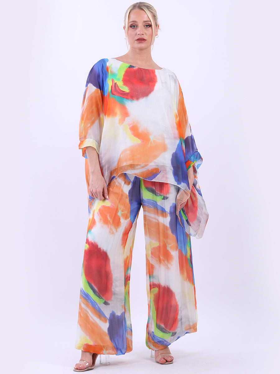 Tie Dye Batwing Silk Tunic Top