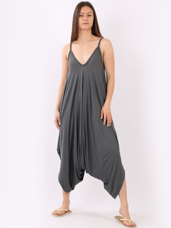 Balloon Hem Plain Cami Jumpsuit