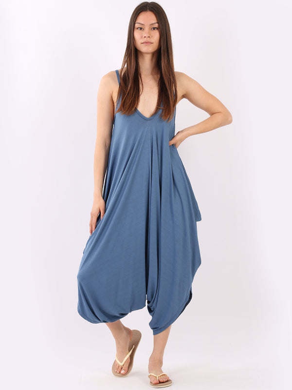 Balloon Hem Plain Cami Jumpsuit