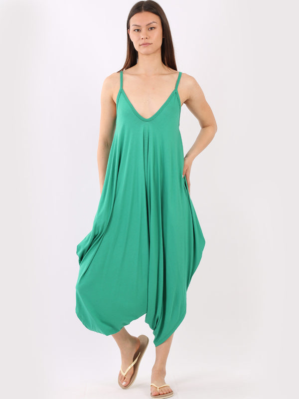 Balloon Hem Plain Cami Jumpsuit