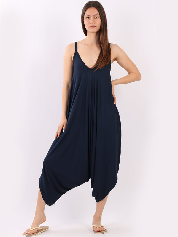 Balloon Hem Plain Cami Jumpsuit