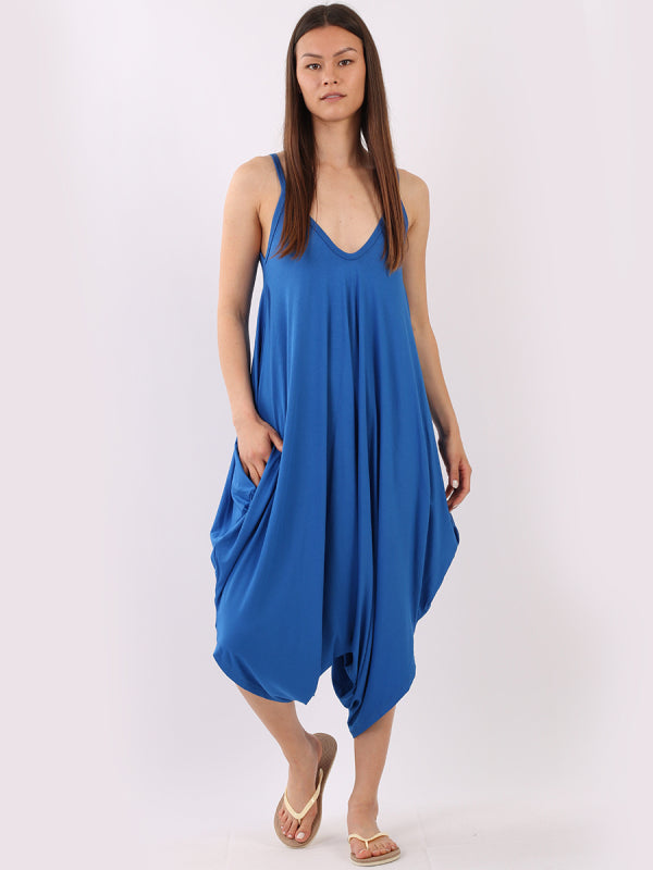 Balloon Hem Plain Cami Jumpsuit