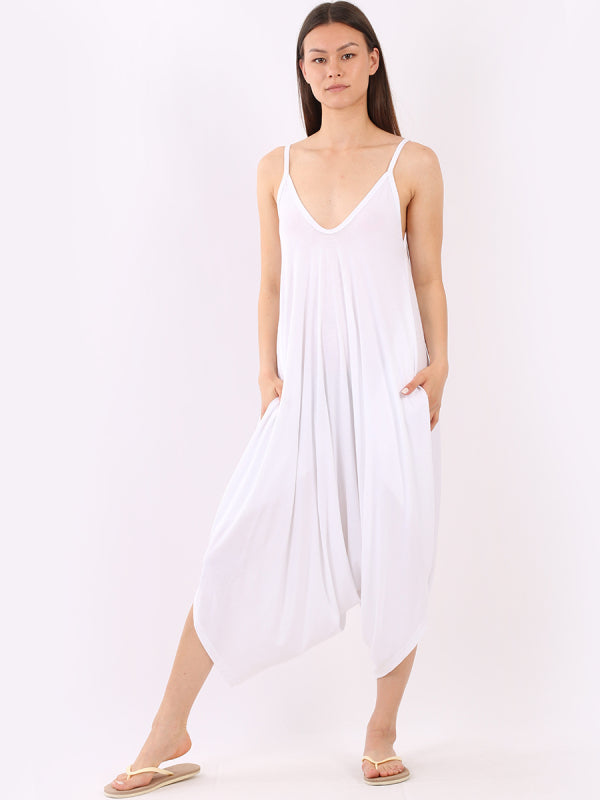 Balloon Hem Plain Cami Jumpsuit