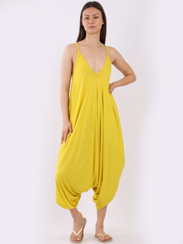 Balloon Hem Plain Cami Jumpsuit