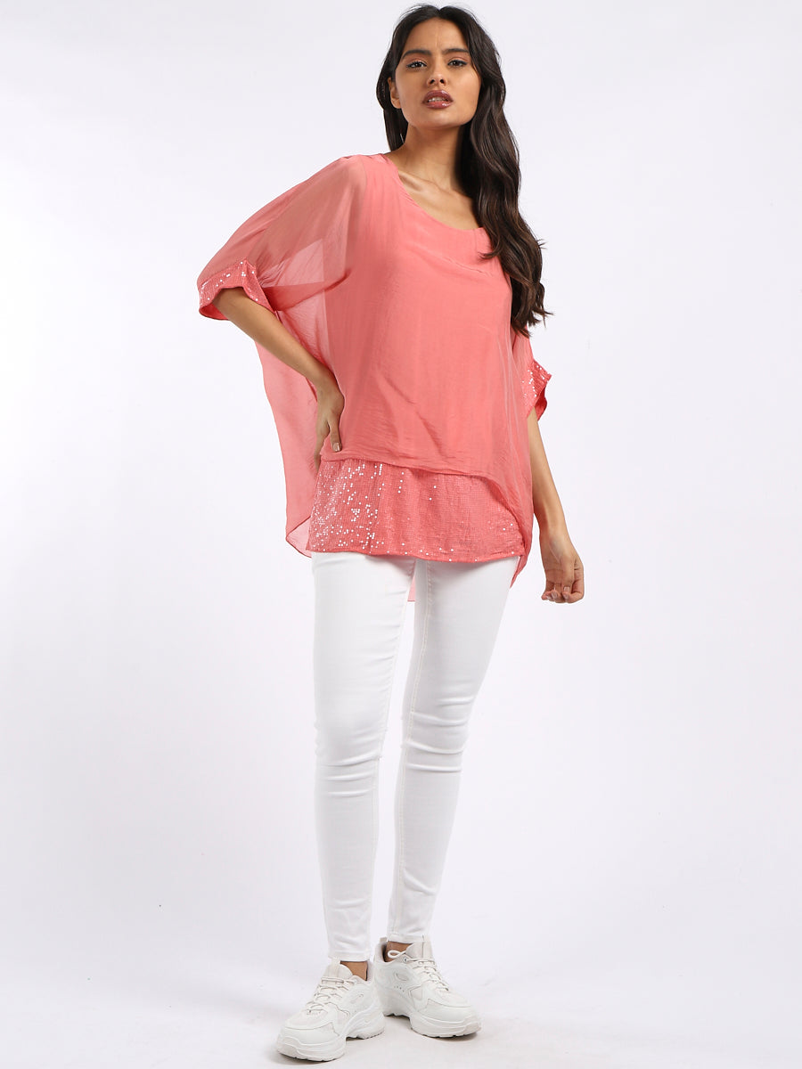 Plain Silk Tunic Top Sugar Poppy