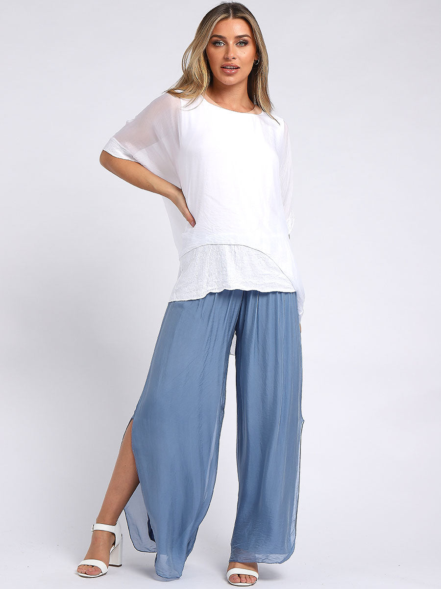 Plain Silk Tunic Top White