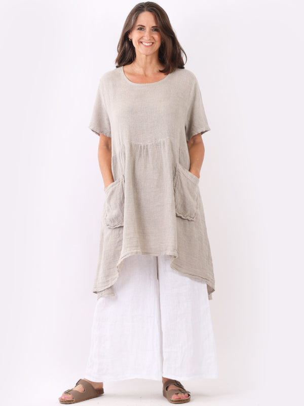 Vintage Wash Solid Linen Swing Dress