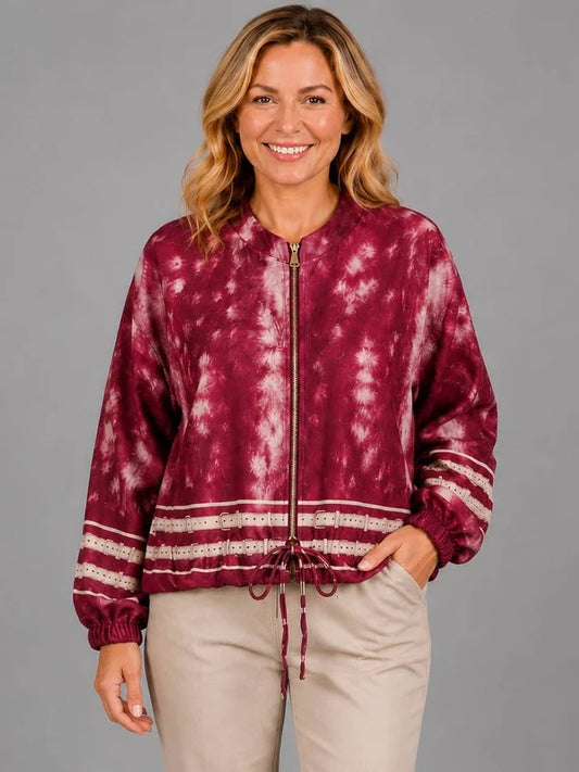 Leopard Crop Jacket Wine