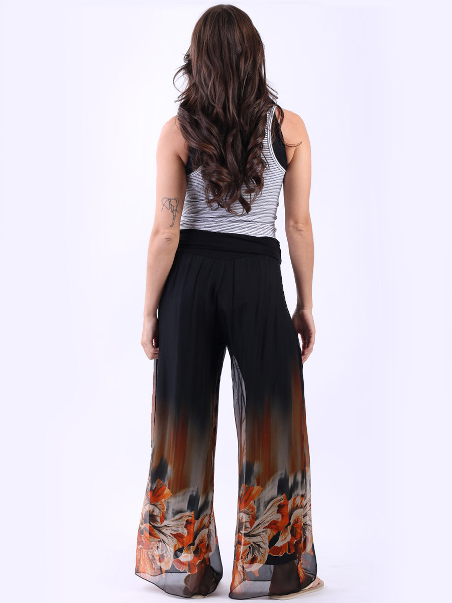 2 Layered Floral Silk Palazzo