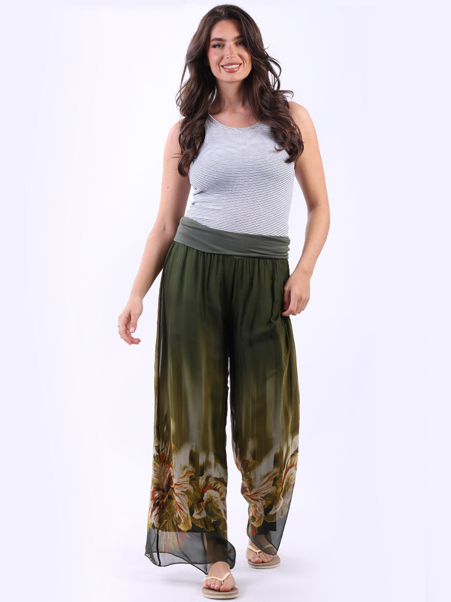 2 Layered Floral Silk Palazzo