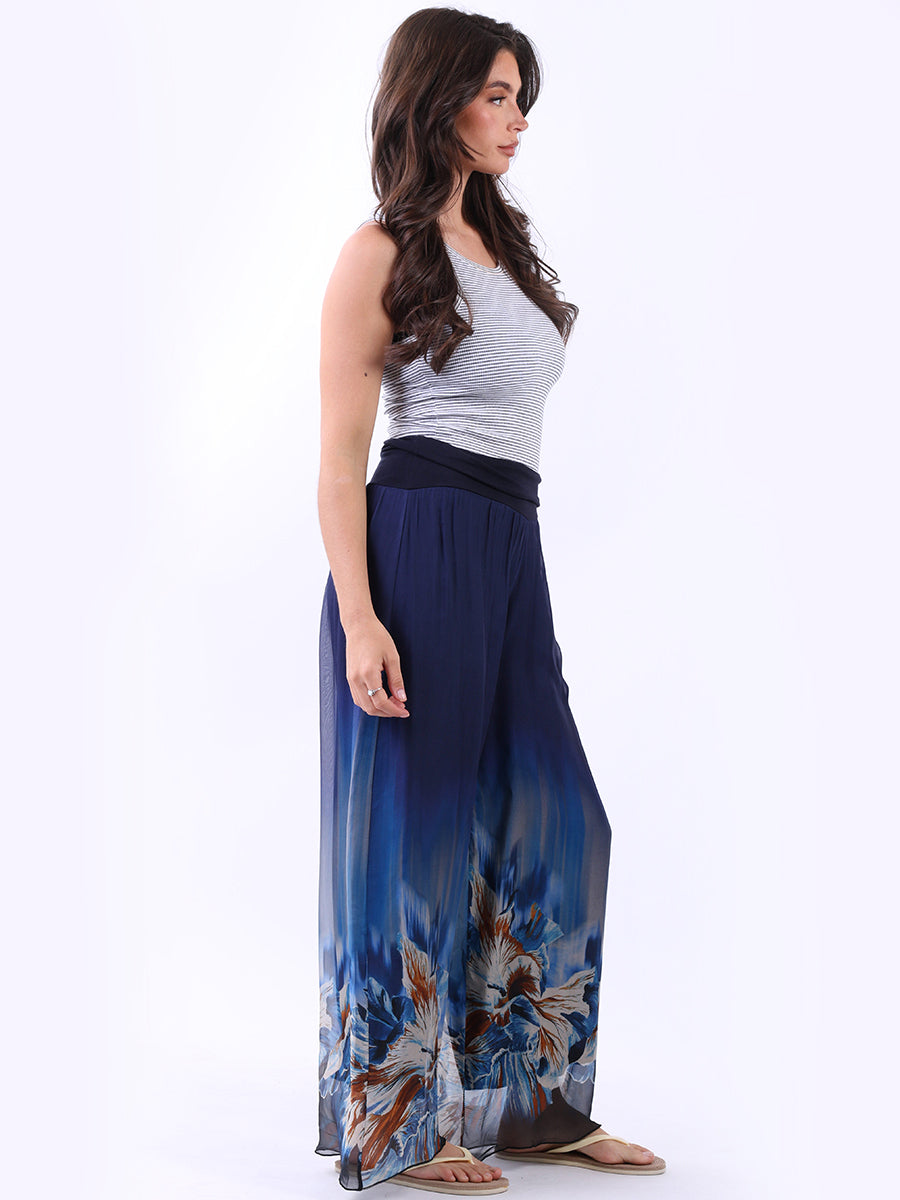 2 Layered Floral Silk Palazzo