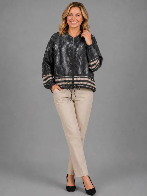 Leopard Crop Jacket Charcoal