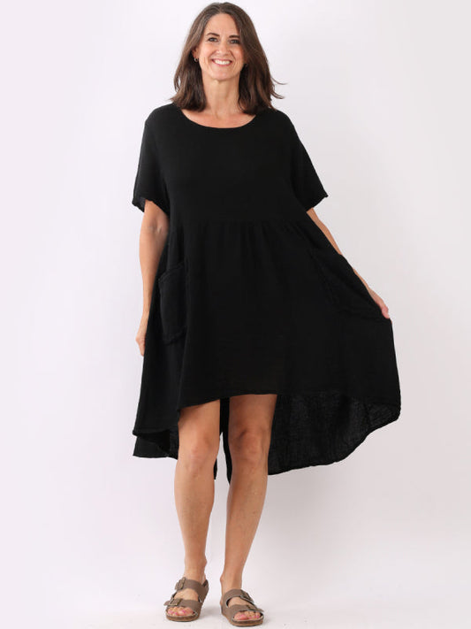 Vintage Wash Solid Linen Swing Dress