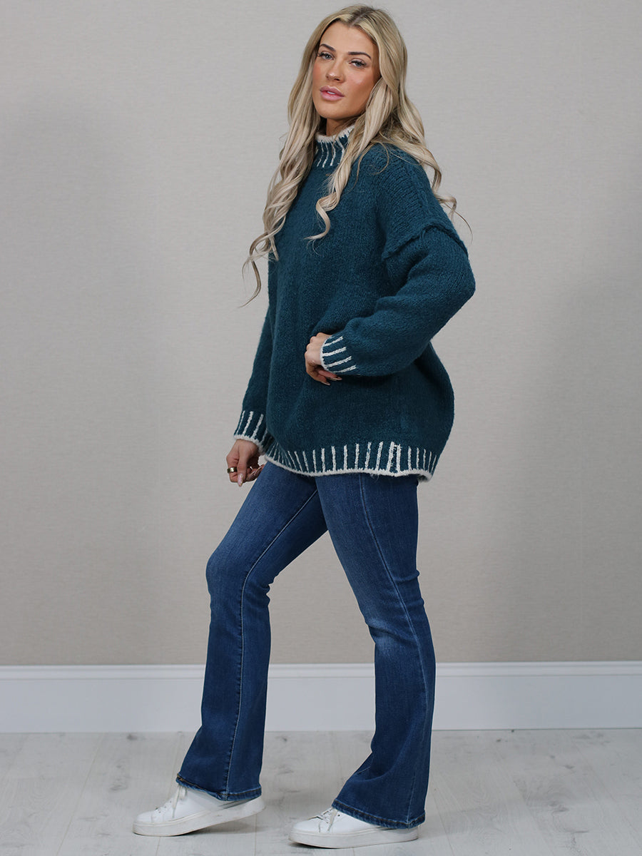 Whipstitch Knitted Wooly Jumper