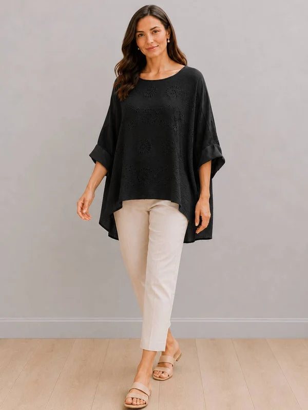 Broderie Eyelet Cotton Tunic Black 