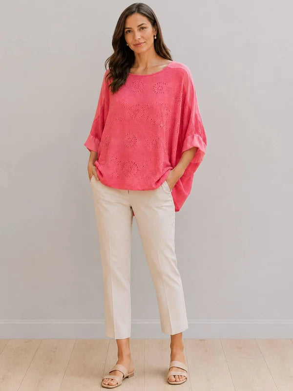 Broderie Eyelet Cotton Tunic Coral 