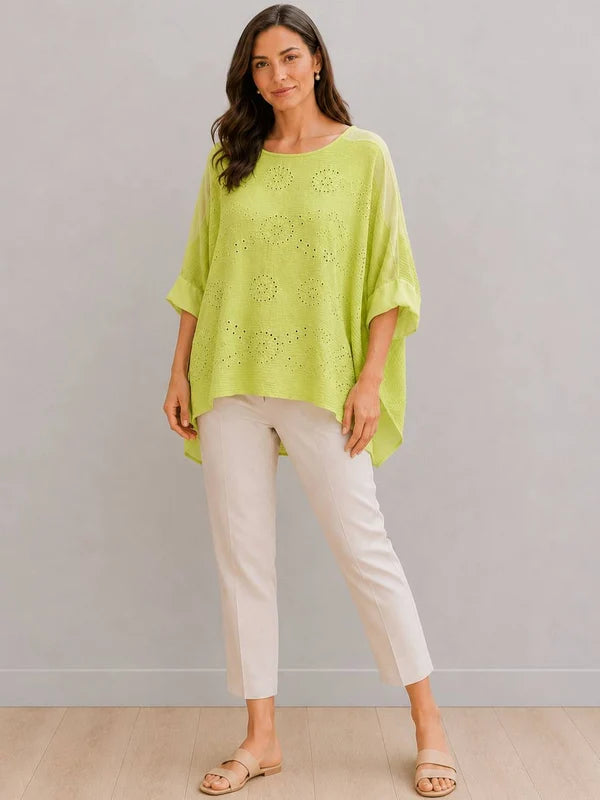 Broderie Eyelet Cotton Tunic Lemon