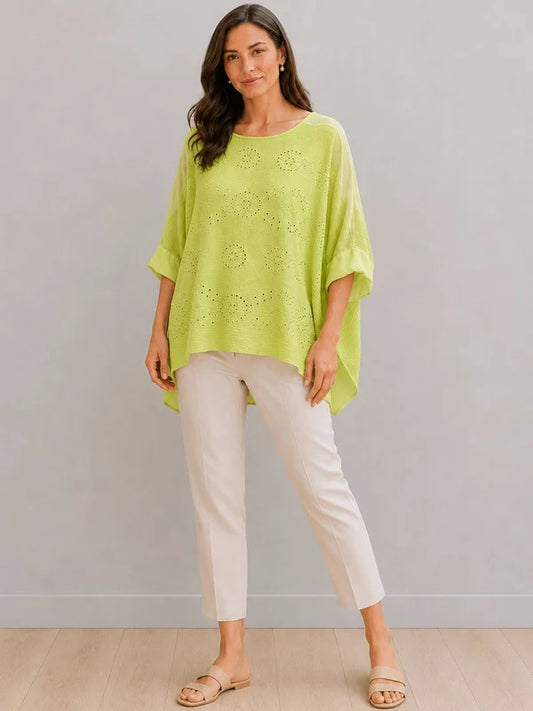 Broderie Eyelet Cotton Tunic Lemon